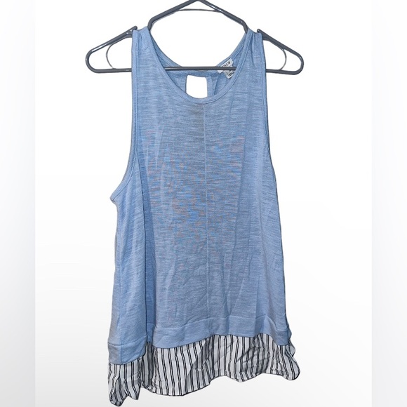 J Crew Factory Womens Sz M Top  Sleeveless Pullover White Blue - Pre Owned - Picture 1 of 4